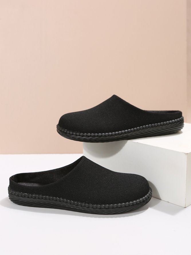 Plus Size Plain Color Mesh Fabric Flat Clog Shoes