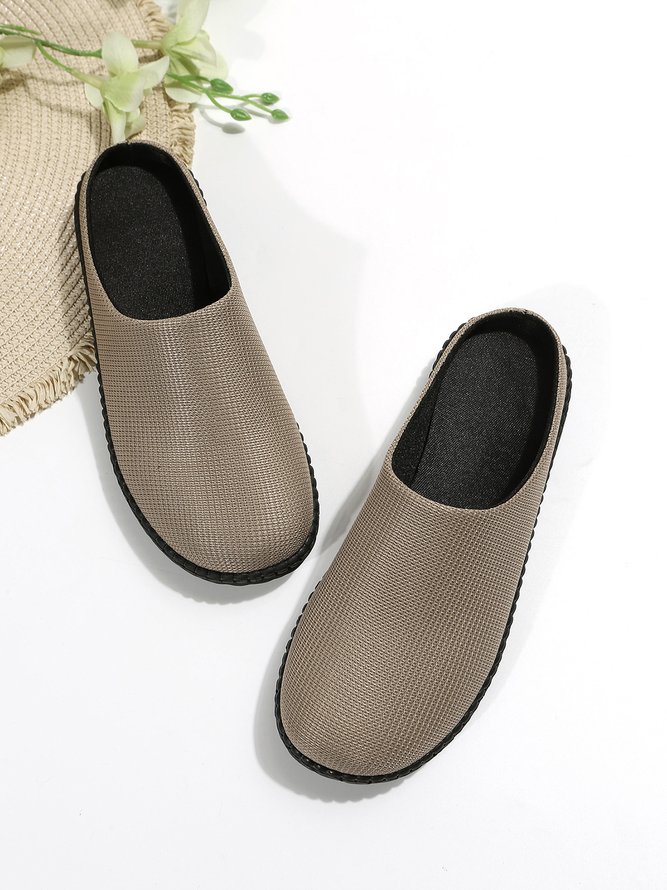 Plus Size Plain Color Mesh Fabric Flat Clog Shoes