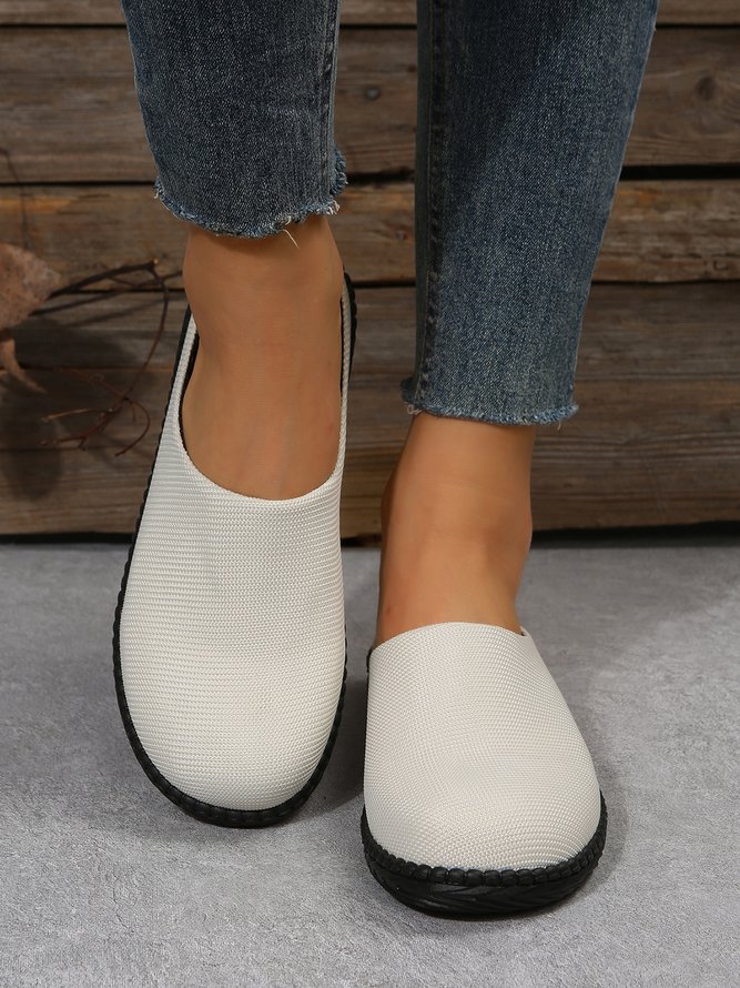 Plus Size Plain Color Mesh Fabric Flat Clog Shoes