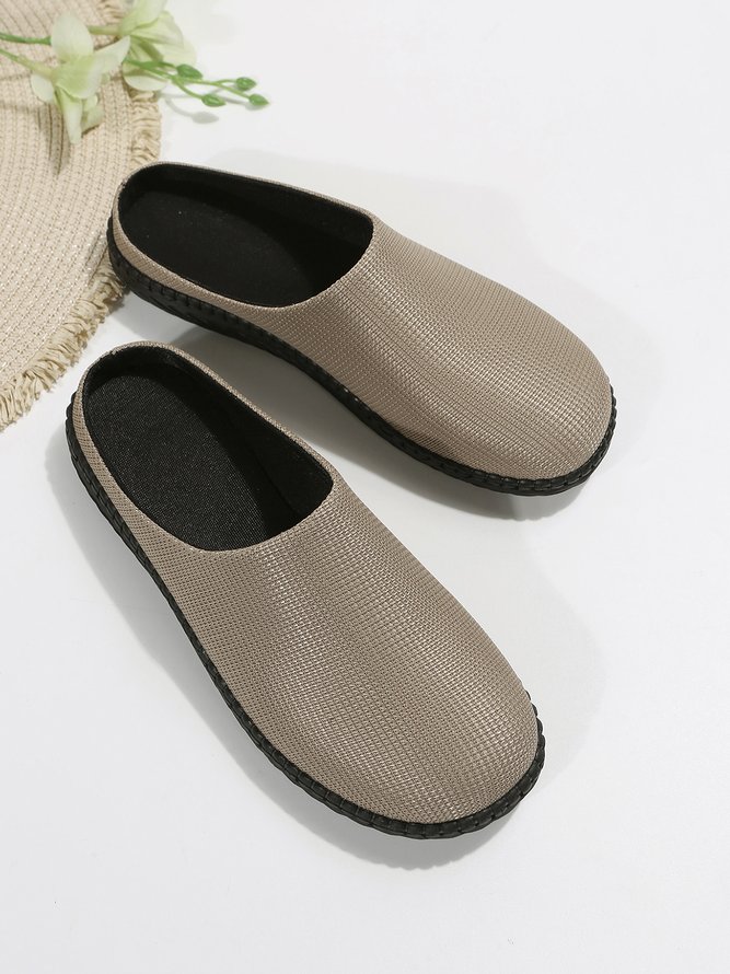 Plus Size Plain Color Mesh Fabric Flat Clog Shoes