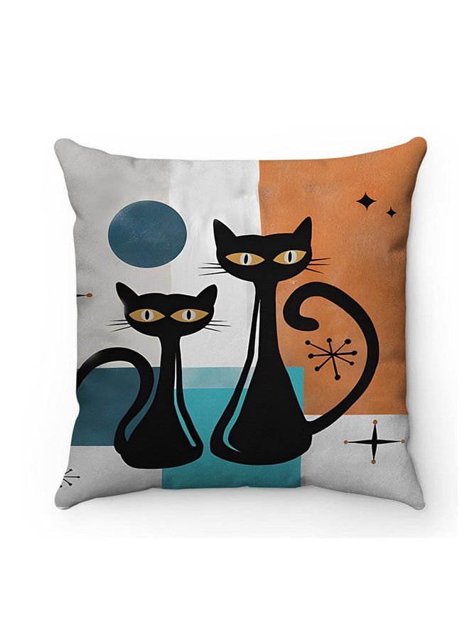 Super Soft Short Plush Cat Throw Pillowcase