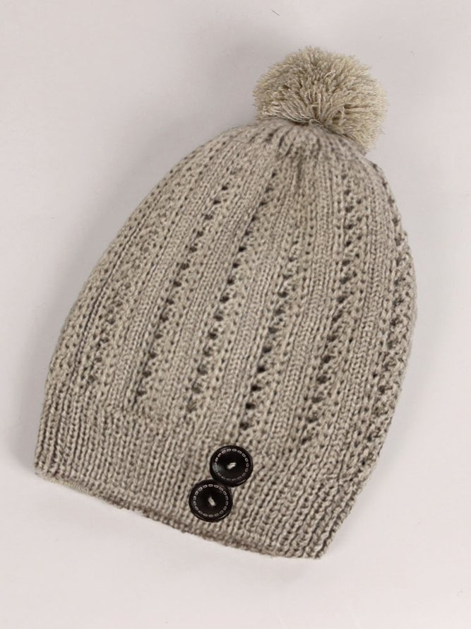 Casual Retro Twist Pattern Woolen Beanie Hat Autumn Winter Warm Accessories