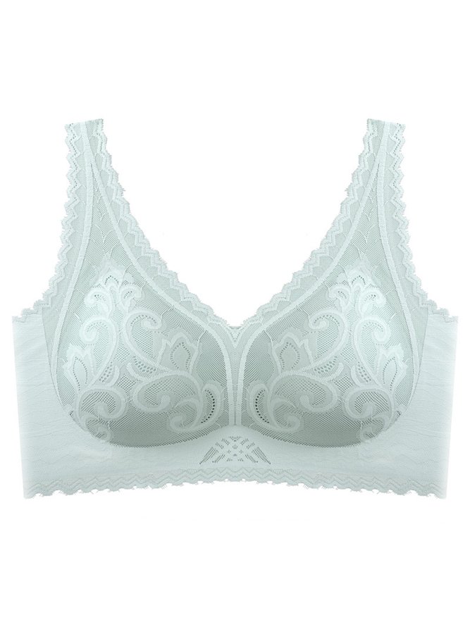 Seamless Push Up Jacquard Wireless Bra Plus Size