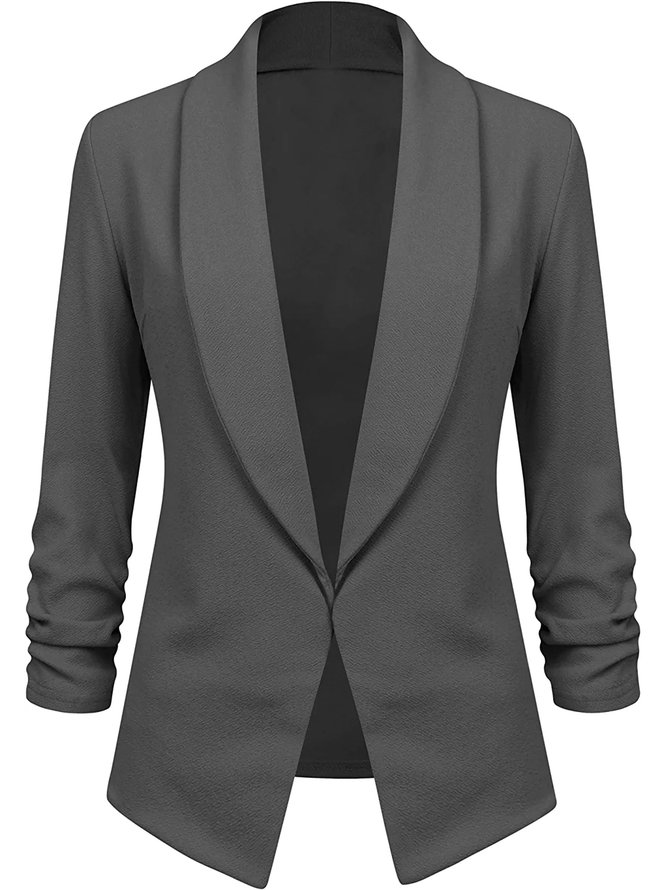 Casual Plain Cross Neck Jacket