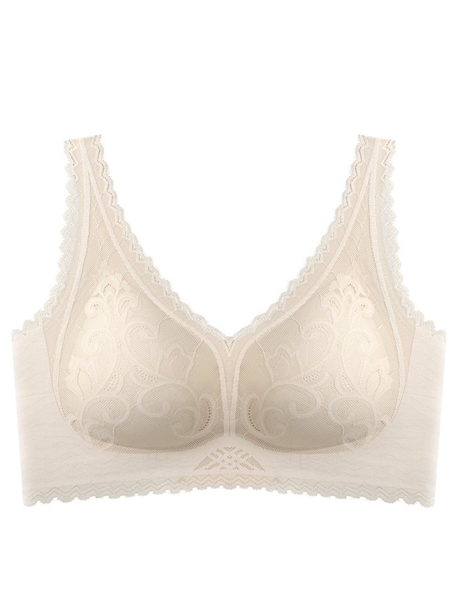 Seamless Push Up Jacquard Wireless Bra Plus Size