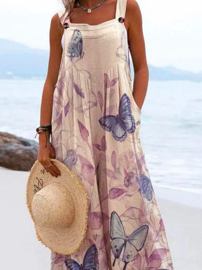 Butterfly Loose Boho Spaghetti Jumpsuit & Romper
