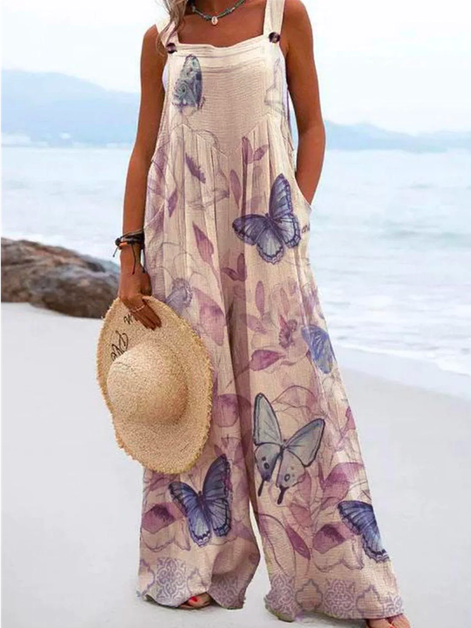 Butterfly Loose Boho Spaghetti Jumpsuit & Romper