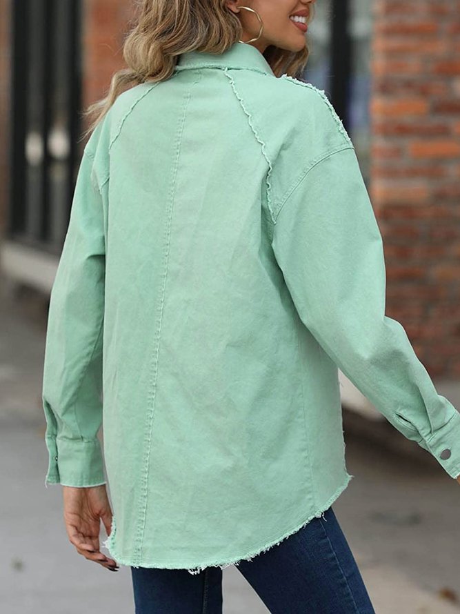 Green washing water and soft holiday denim jacket with pockets