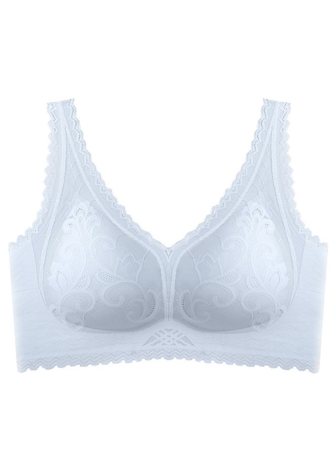 Seamless Push Up Jacquard Wireless Bra Plus Size
