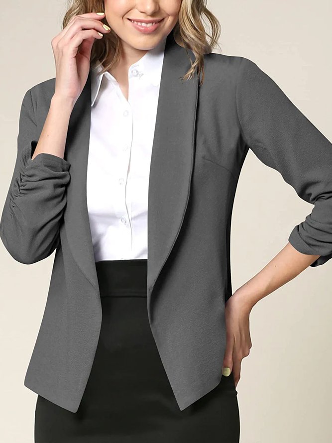 Casual Plain Cross Neck Jacket