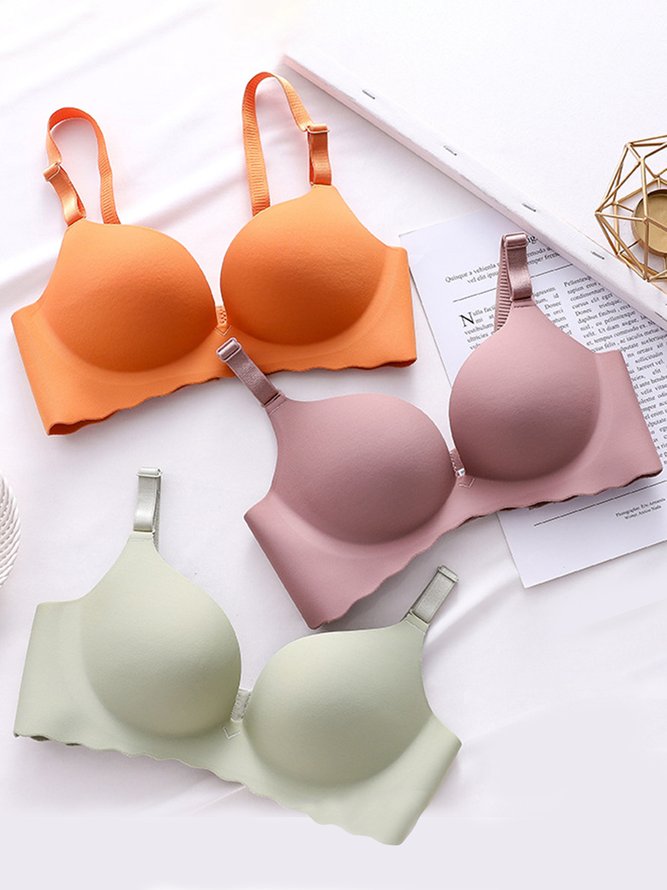 Glossy Push Up Adjustable No Steel Rim Bra