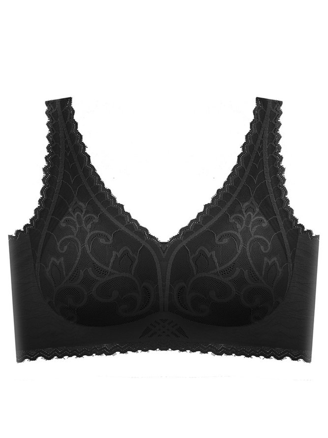 Seamless Push Up Jacquard Wireless Bra Plus Size