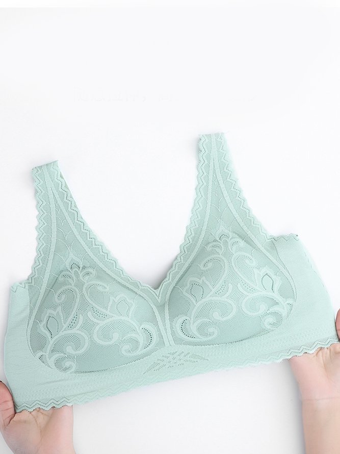 Seamless Push Up Jacquard Wireless Bra Plus Size