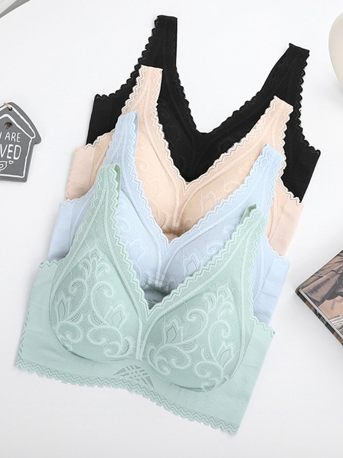 Seamless Push Up Jacquard Wireless Bra Plus Size