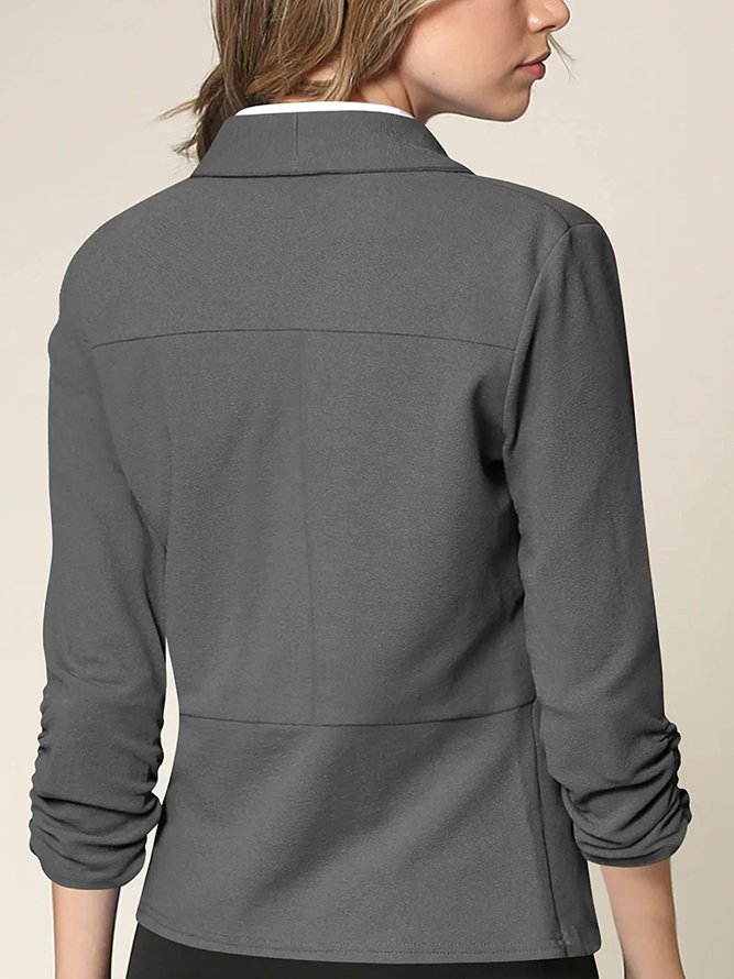 Casual Plain Cross Neck Jacket