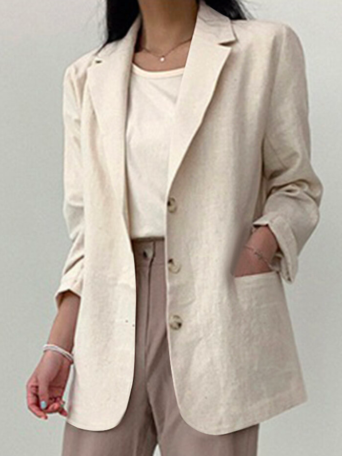 Plain Loose Boho Cotton Blazer