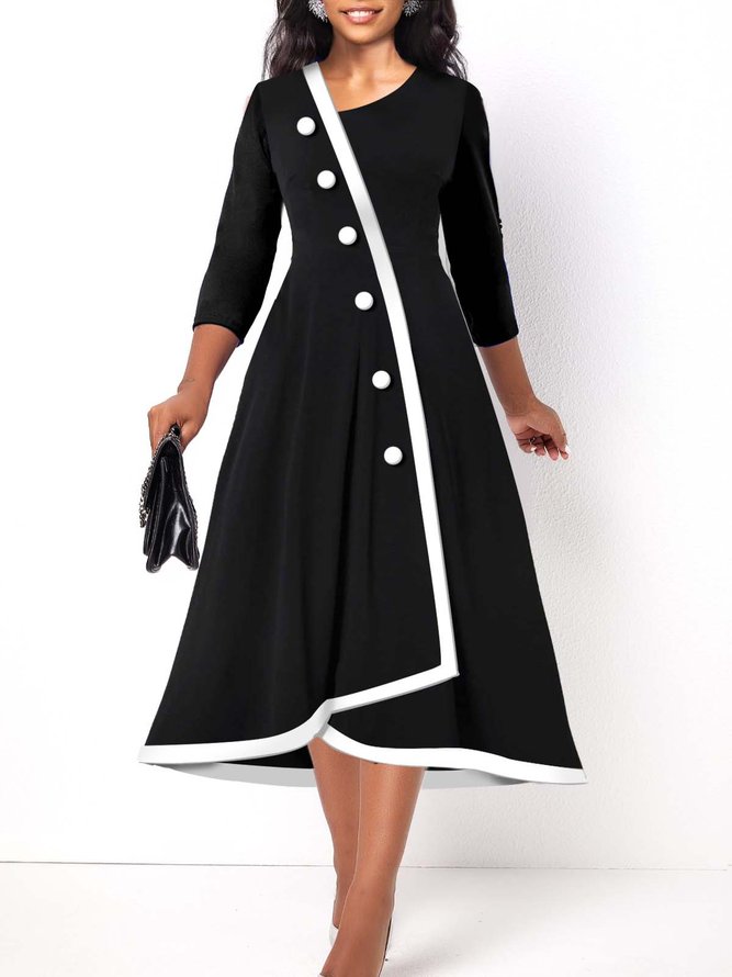 Buttoned Urban Plain Regular Fit Dress