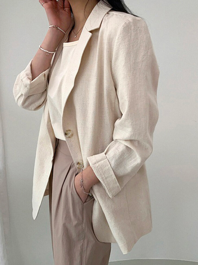 Plain Loose Boho Cotton Blazer