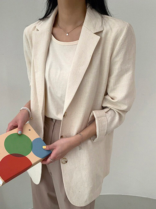 Plain Loose Boho Cotton Blazer