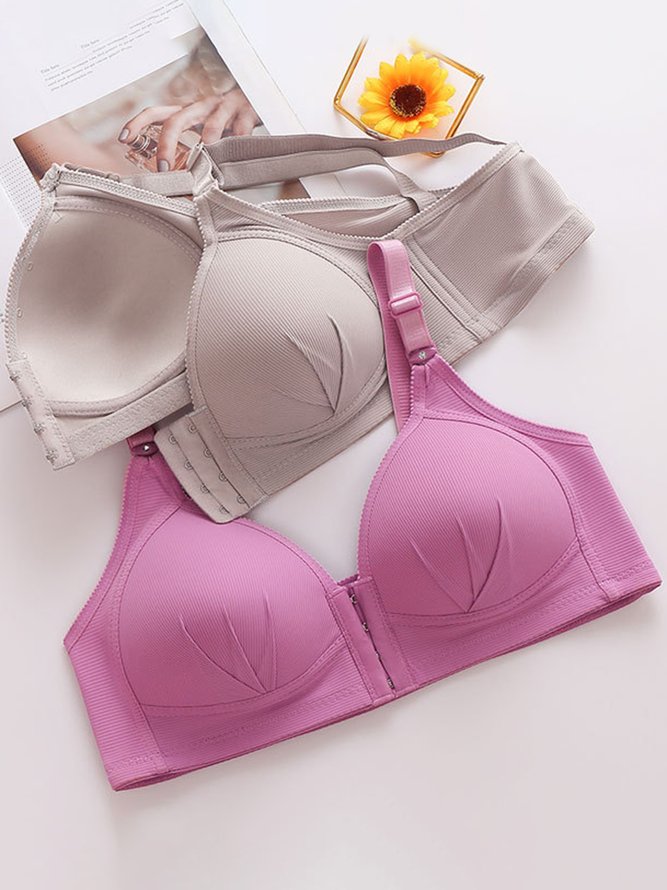 Push Up Soft Front Button No Wire Bra Plus Size