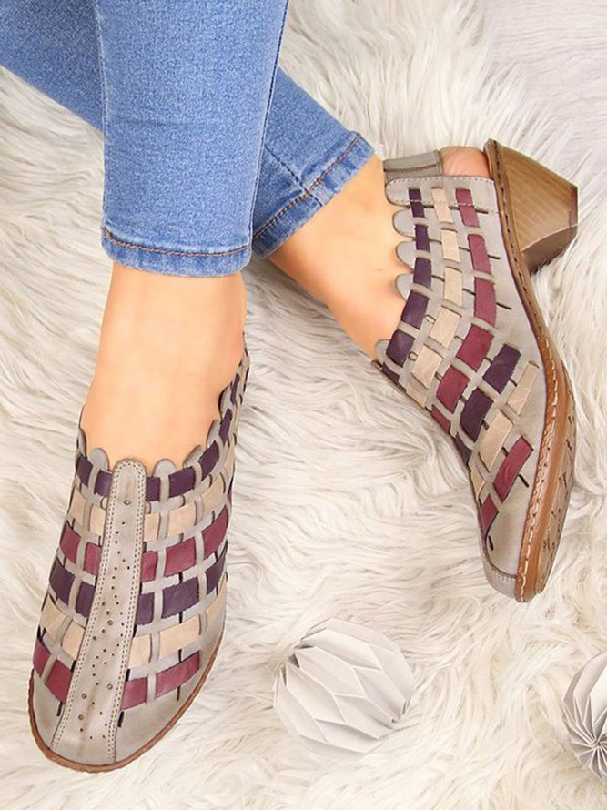 Vintage Weave Inlay Block Heels