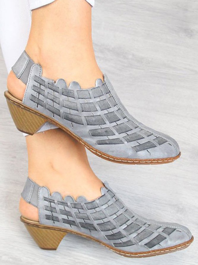 Vintage Weave Inlay Block Heels