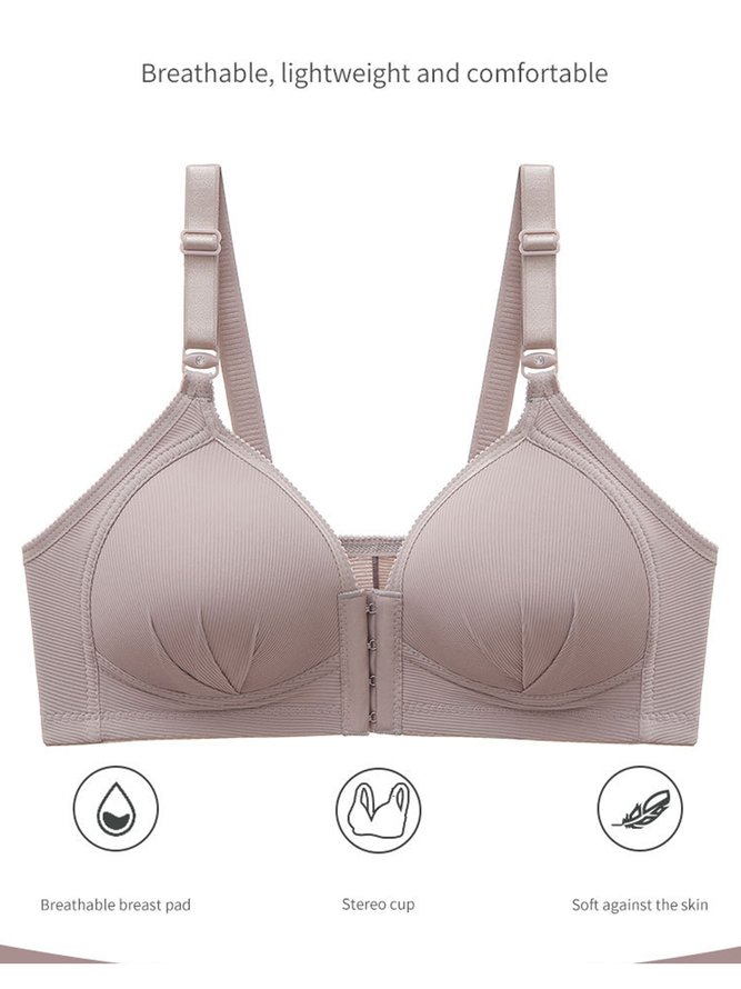 Push Up Soft Front Button No Wire Bra Plus Size