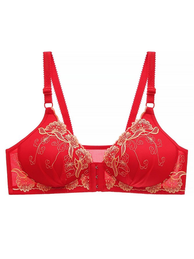 Contrast Lace Embroidered Bra Plus Size
