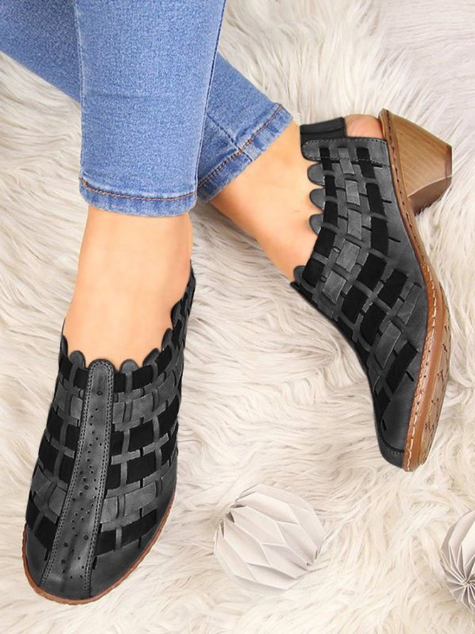 Vintage Weave Inlay Block Heels