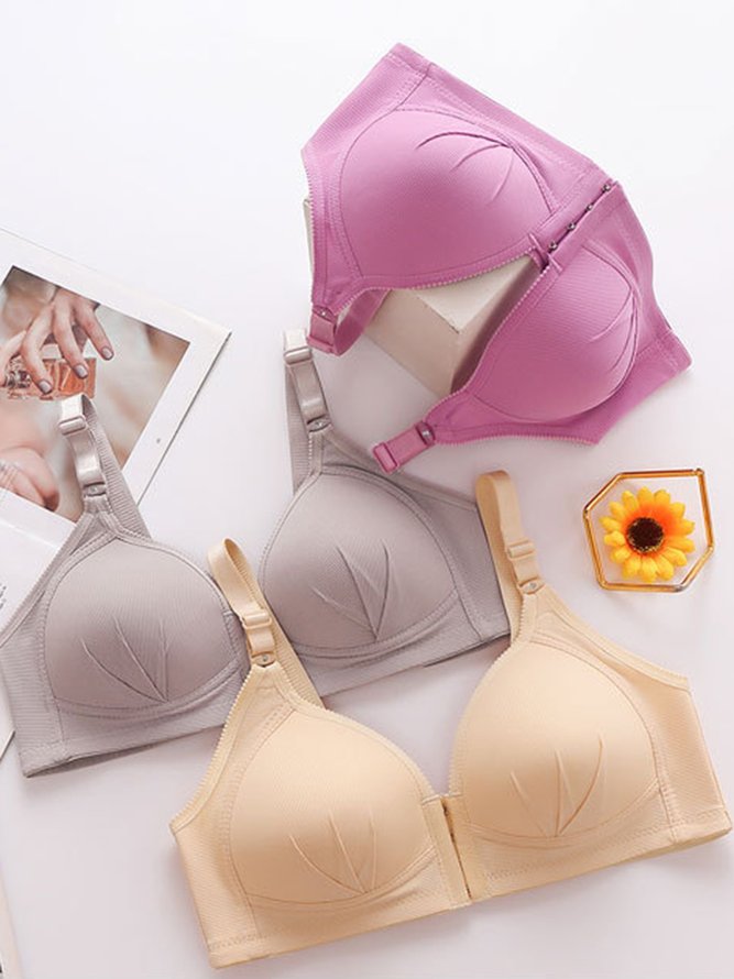 Push Up Soft Front Button No Wire Bra Plus Size