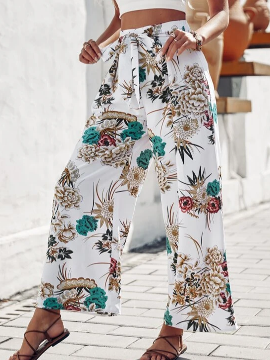 Casual Floral Loose Casual Pants