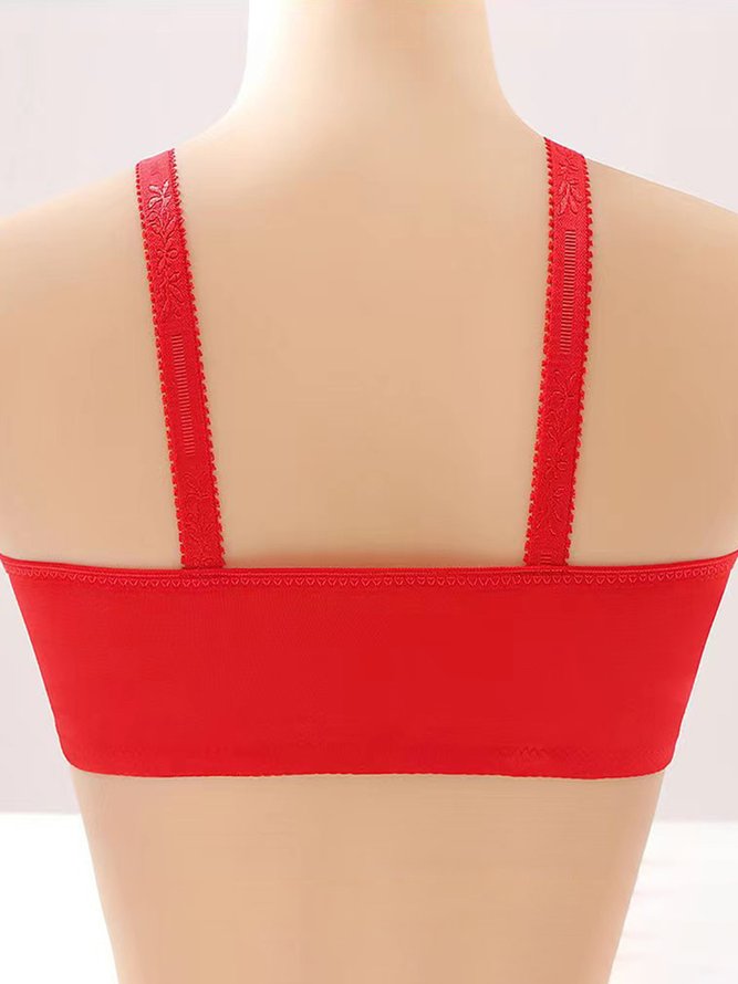 Contrast Lace Embroidered Bra Plus Size