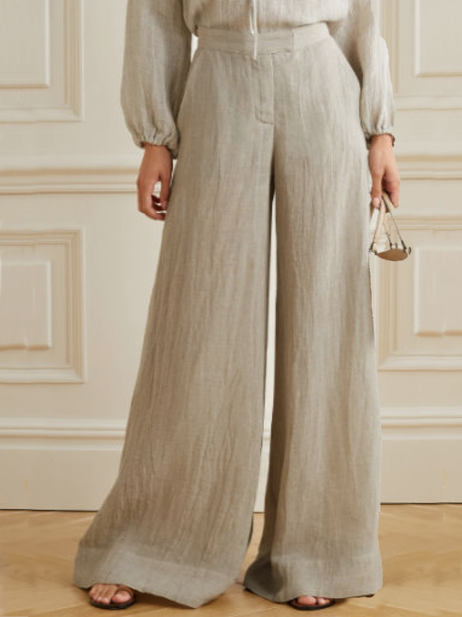 Cotton Urban Plain Zipper Casual Pants