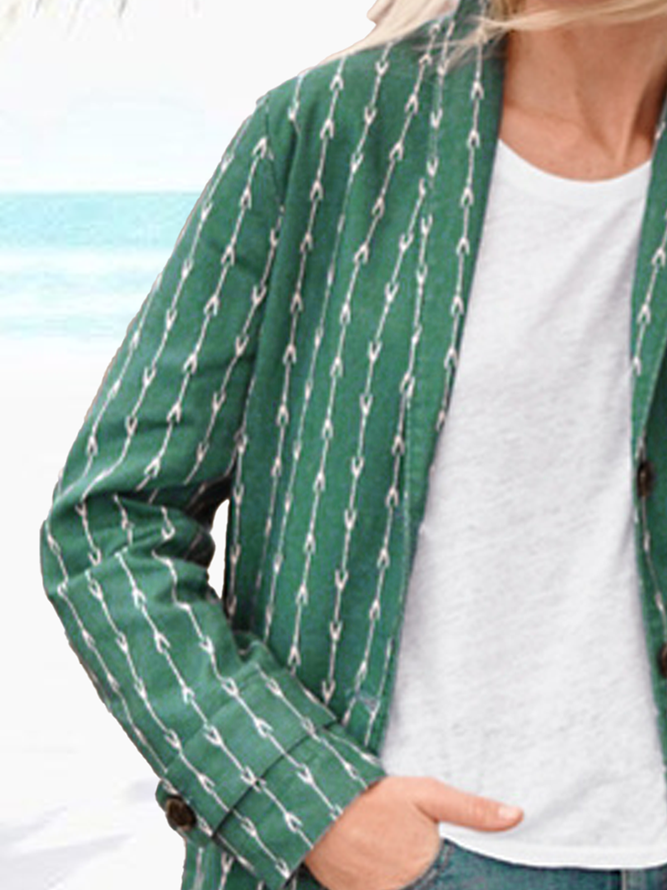 Casual Geometric Buttoned Shawl Collar Blazer