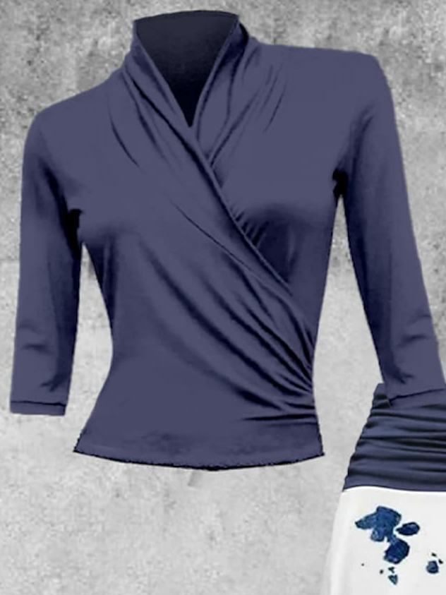 V Neck Regular Fit Plain Casual Two-Piece Set