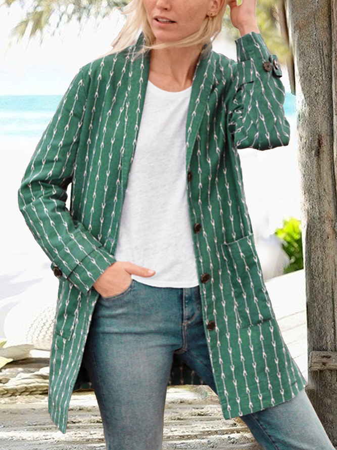 Casual Geometric Buttoned Shawl Collar Blazer