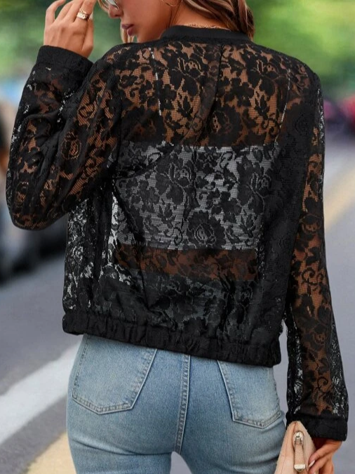 Elegant Plain Lace Jacket