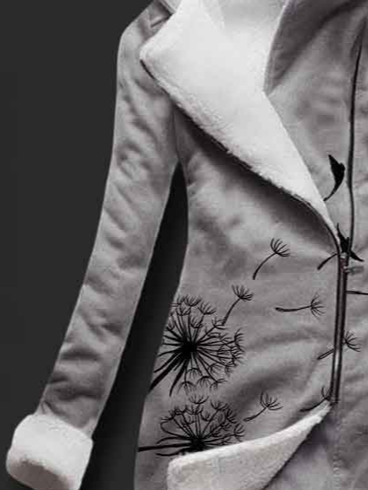 Autumn and winter casual printed sweater Long Sleeve Plants Vintage Hoodie Knit coat