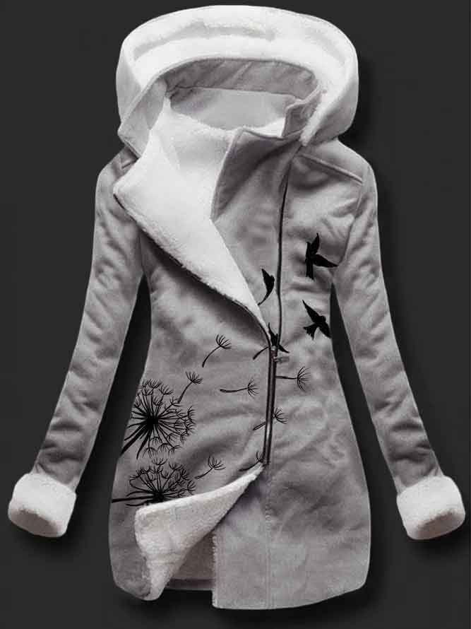 Autumn and winter casual printed sweater Long Sleeve Plants Vintage Hoodie Knit coat