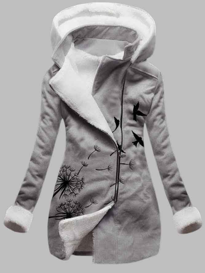 Autumn and winter casual printed sweater Long Sleeve Plants Vintage Hoodie Knit coat