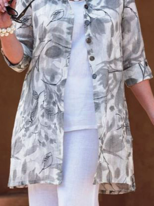 Casual Floral Shawl Collar Loose Coat