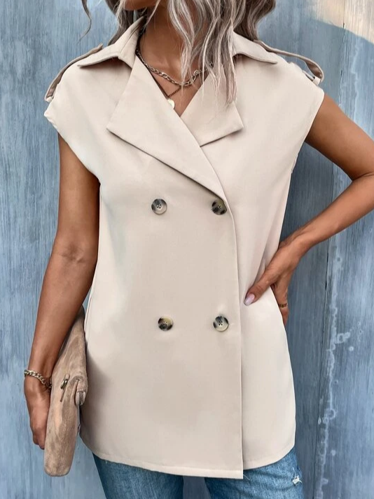 Casual Plain Loose Shawl Collar Vest Coat