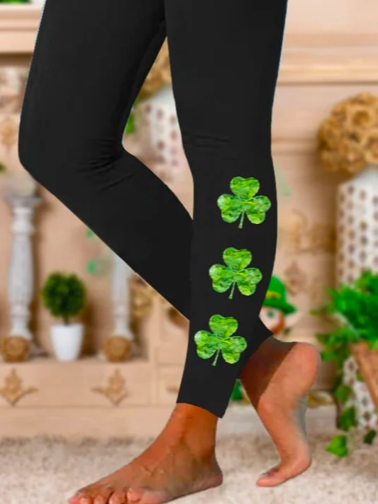 Four-Leaf Clover Tight Boho Leggings