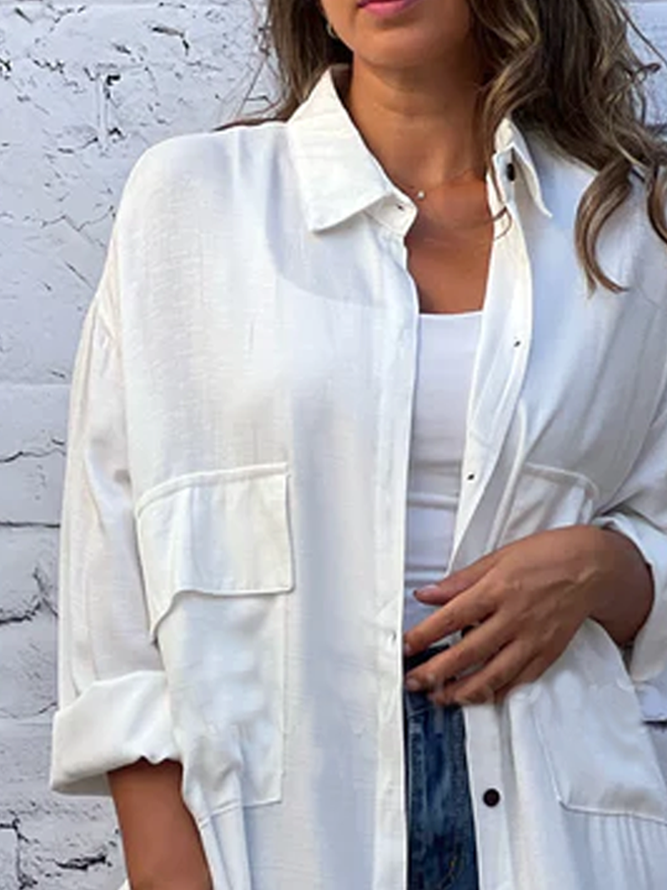 Buttoned Casual Shirt Collar Loose Dress