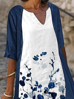 V Neck Color Block Casual Regular Fit Two-Piece Set