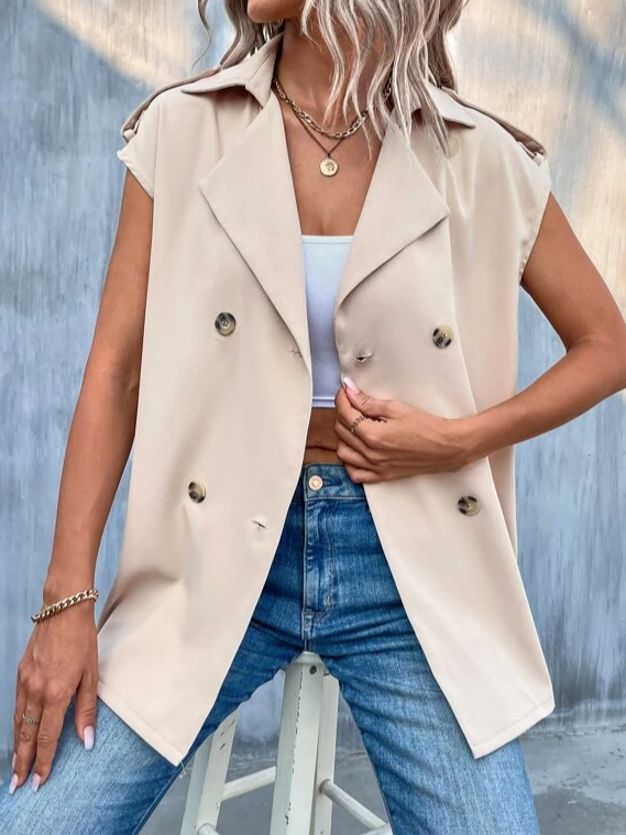 Casual Plain Loose Shawl Collar Vest Coat