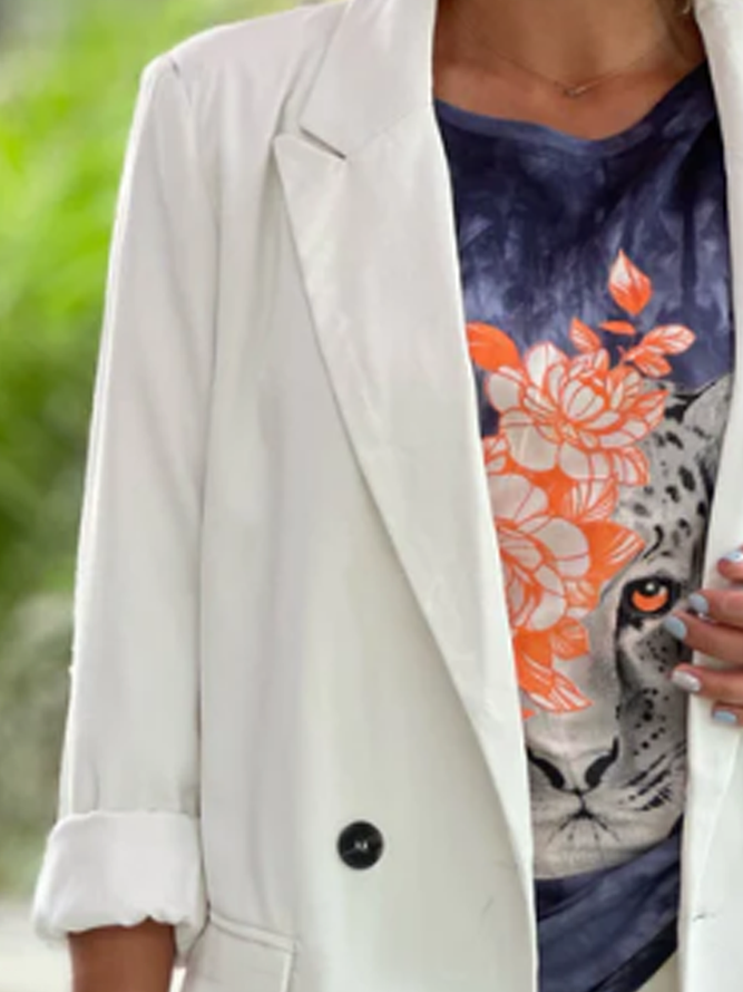 Casual Shawl Collar Plain Loose Blazer