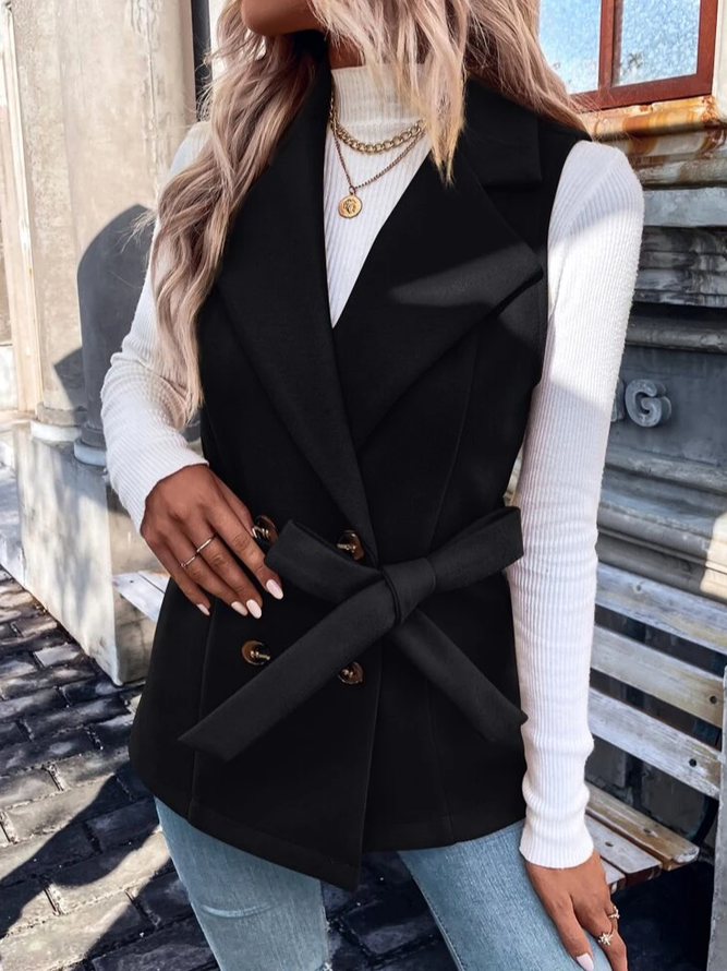 Loose V Neck Plain Casual Vest