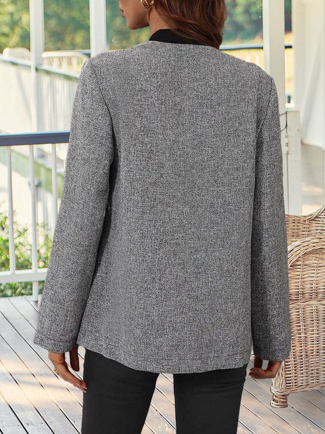 Cotton-Blend Wrap Loose Casual Jacket