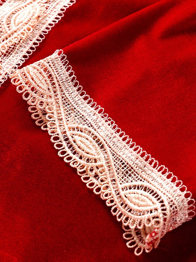 Valentine's Day Lace Gold Velvet Pajamas Homewear Set Plus Size